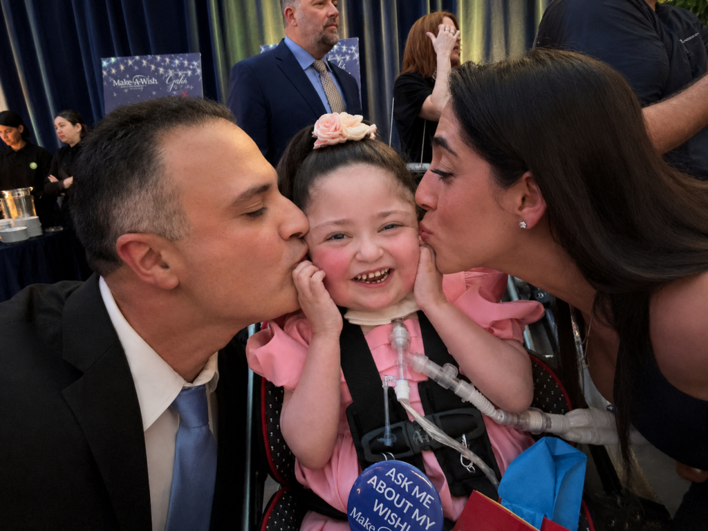 Mom and Dad kissing Sofia